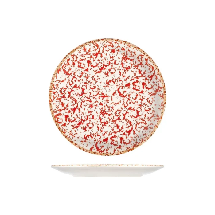 Caja x 12 Platos Tendidos de Porcelana Napoli Maroon 19 cm ID Fine - Imagen 2