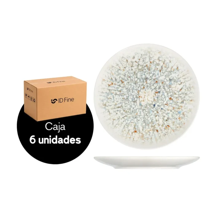 Caja x 6 Platos Tendidos de Stoneware Mosaic Turquoise 25 cm 1972 ID Fine - Imagen 3