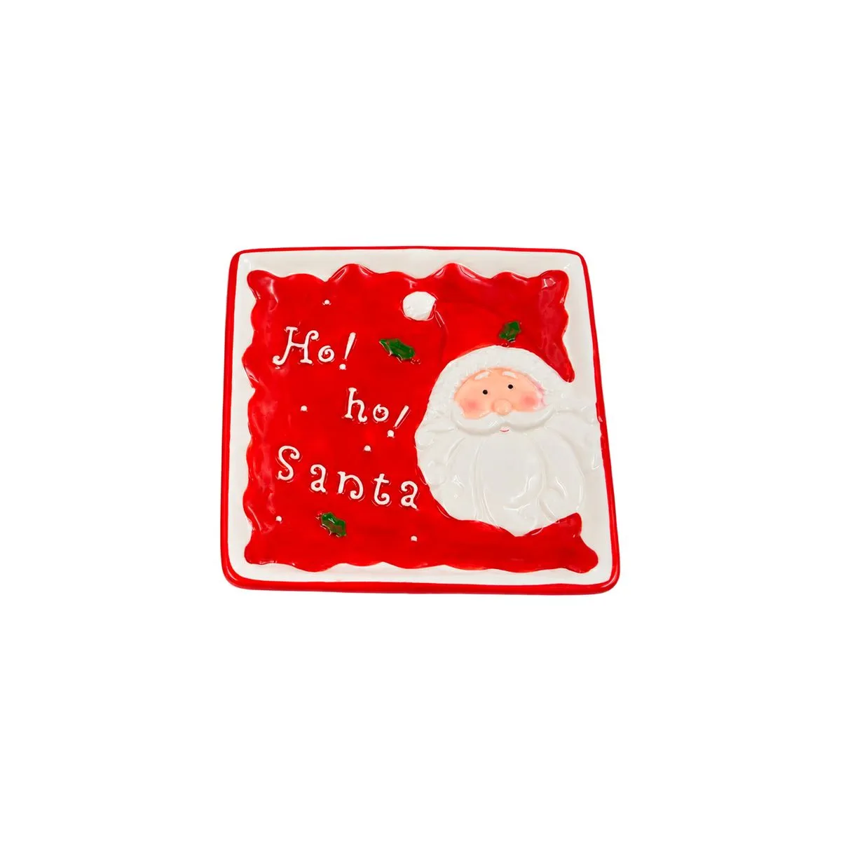 191723-1200-auto Plato Navideño Cuadrado Papá Noel 7.8" Ichimatsu - Imagen 1