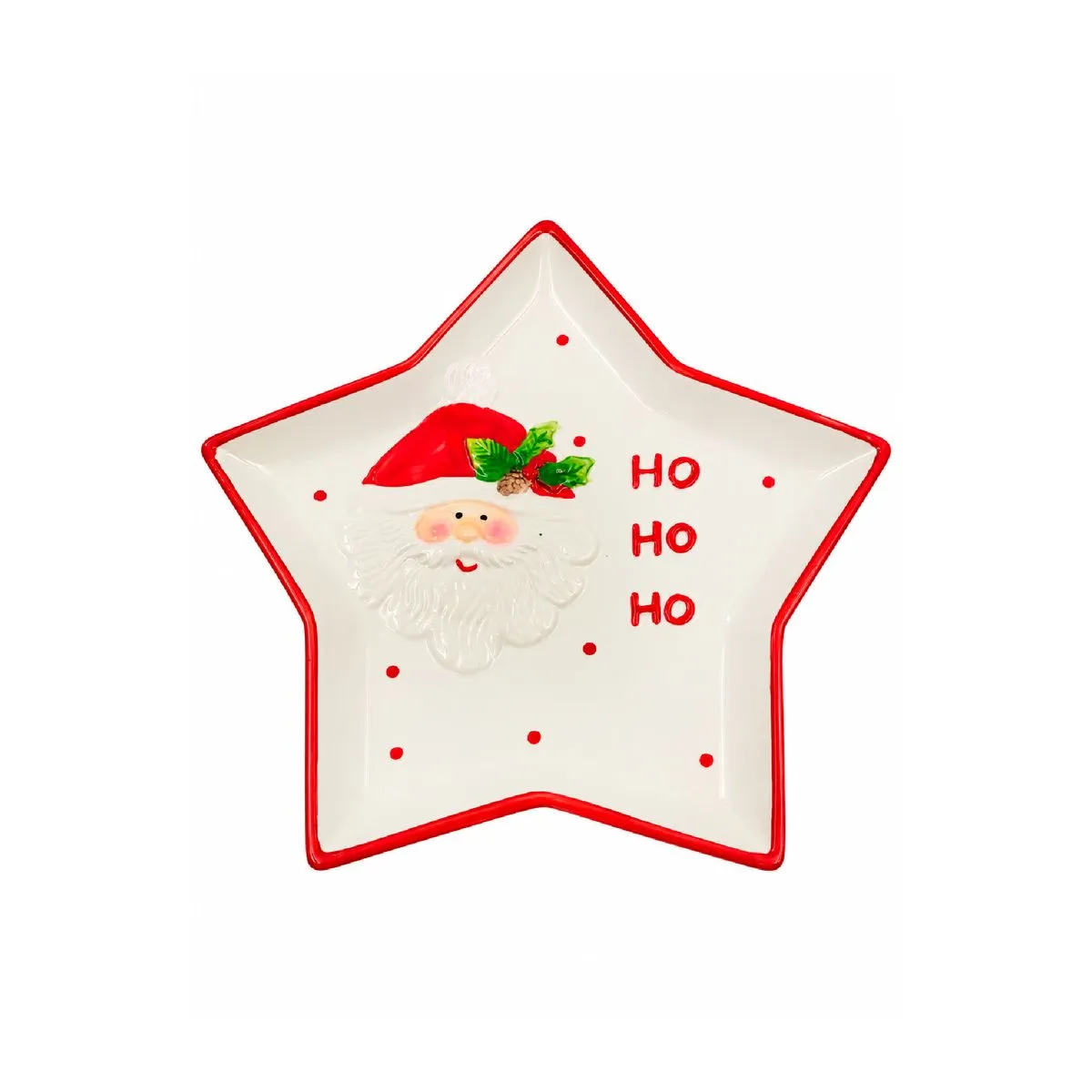 191729-1200-auto Plato Navideño en Forma de Estrella HOHOHO 11.8" Ichimatsu - Imagen 1