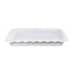 Fuente Blanco de Loza con Borde Ondulado 14" Ichimatsu
