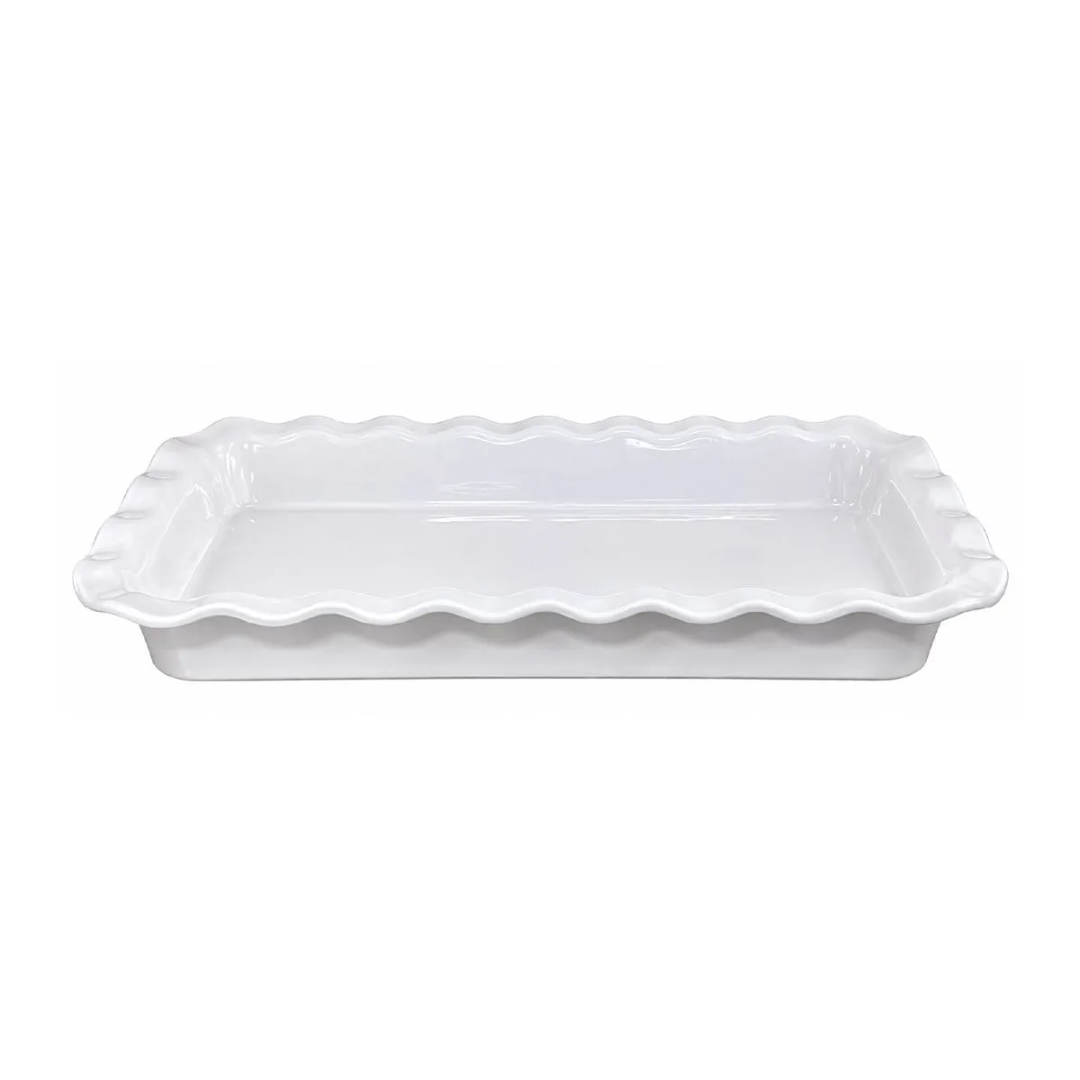 191772-1200-auto Fuente Blanco de Loza con Borde Ondulado 14" Ichimatsu - Imagen 1