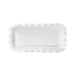 Fuente Blanco de Loza con Borde Ondulado 14" Ichimatsu - Imagen 2