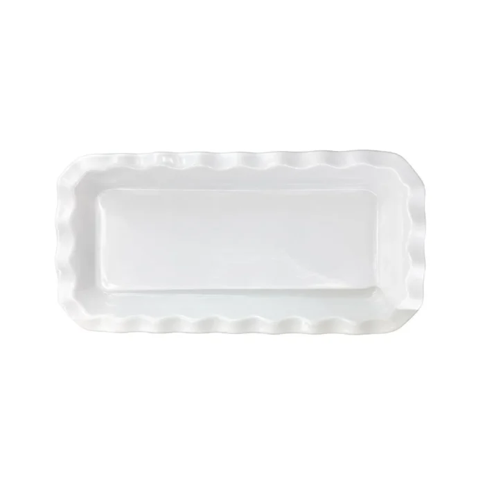 Fuente Blanco de Loza con Borde Ondulado 14" Ichimatsu - Imagen 2